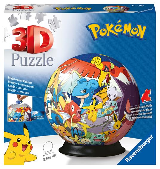 Ravensburger - 3D Puzzle Personaggi Pokémon, Puzzle Ball, 72 Pezzi, 6+ Anni  - Ravensburger - 3D Ball 72 pz - Puzzle 3D - Giocattoli | IBS