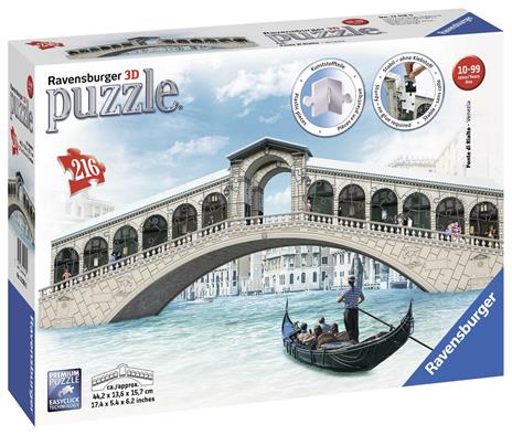 Ravensburger - 3D Puzzle Ponte Di Rialto, Venezia, 216 Pezzi, 8+ Anni - 101