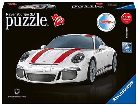 Ravensburger - 3D Puzzle Porsche 911, Veicolo, 108 Pezzi, 10+ Anni