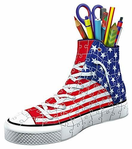 Ravensburger - 3D Puzzle Portapenne Sneaker Usa Flag Edition, 108 Pezzi, 8+ Anni - 9