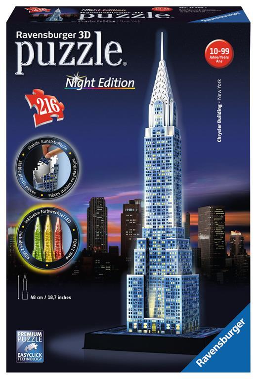 Chrysler Building Puzzle 3D Building Night Edition Ravensburger (12595) -  Ravensburger - Building Night Edition - Puzzle 3D - Giocattoli | IBS