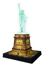 Ravensburger - 3D Puzzle Statua Della Libertà Night Edition con Luce, New York, 108 Pezzi, 8+ Anni