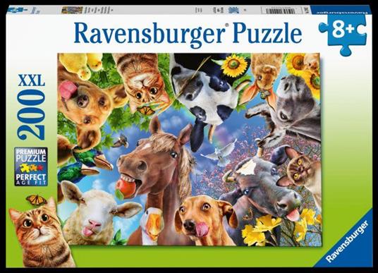 Ravensburger - Puzzle Divertenti animali da fattoria, 200 Pezzi XXL, Età Raccomandata 8+ Anni