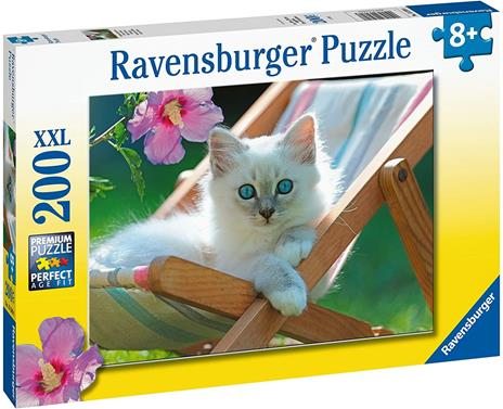 Ravensburger - Puzzle Micio Bianco, 200 Pezzi XXL, Età Raccomandata 8+ Anni - 2