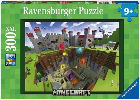 Ravensburger - Puzzle Minecraft, 300 Pezzi XXL, Età Raccomandata 9+ Anni - 2