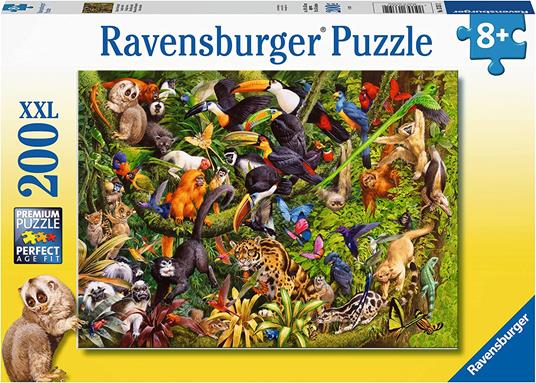 Ravensburger - Puzzle Giungla vivace, 200 Pezzi XXL, Età Raccomandata 8+  Anni - Ravensburger - Puzzle 200 pz. XXL - Puzzle da 100 a 300 pezzi -  Giocattoli