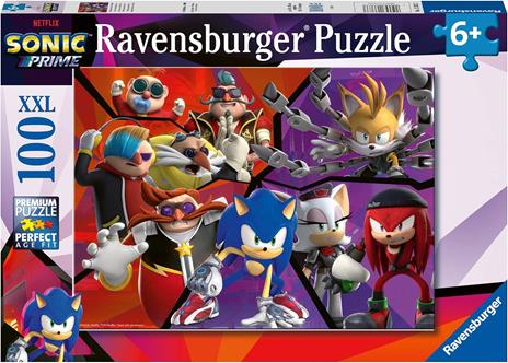 Ravensburger - Puzzle Sonic, 100 Pezzi XXL, Età Raccomandata 6+ Anni