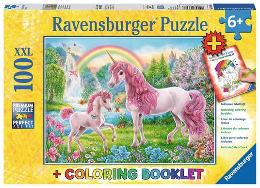 Sonderserie 100 / 200 Teile XXL. Magische Einhörner, 100 T. + Malbooklet. Ravensburger 4005556136988 puzzle 100 pezzo(i)