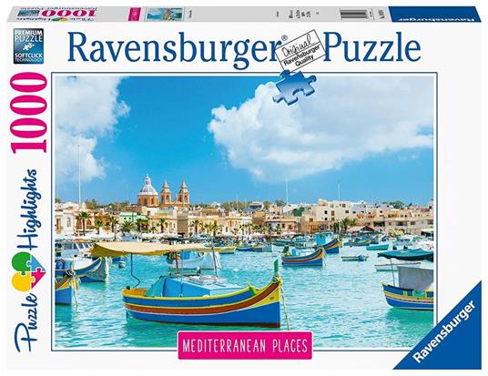 Ravensburger - Puzzle Mediterranean Malta, Collezione Mediterranean Places, 1000 Pezzi, Puzzle Adulti