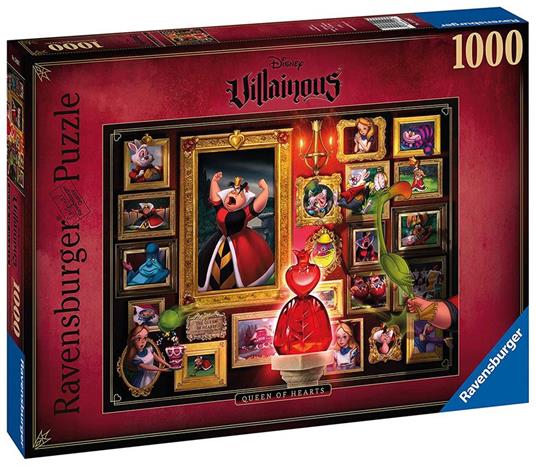 Ravensburger - Puzzle Villainous:Queen of Hearts, Collezione Villainous, 1000 Pezzi, Puzzle Adulti