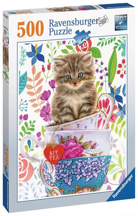 Ravensburger - Puzzle Gattino in Tazza, 500 Pezzi, Puzzle Adulti