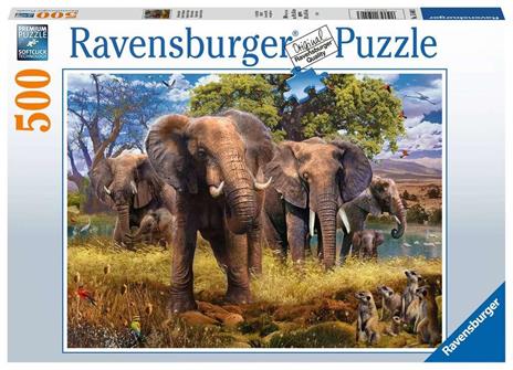 Ravensburger - Puzzle Famiglia di Elefanti, 500 Pezzi, Puzzle Adulti