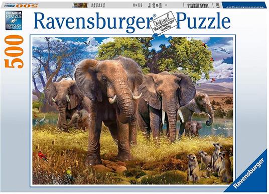 Ravensburger - Puzzle Famiglia di Elefanti, 500 Pezzi, Puzzle Adulti - 4