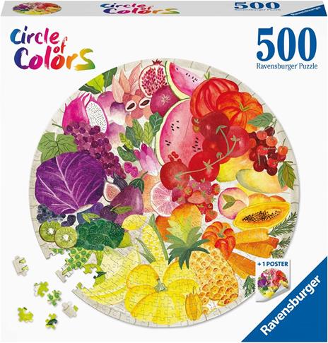 Ravensburger - Puzzle Circolare Frutta e verdura, Collezione Circle of Colors 500 Pezzi, Puzzle Adulti