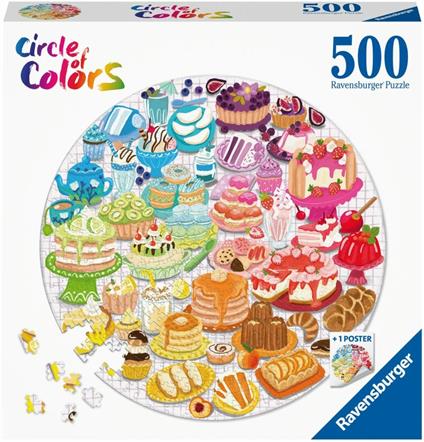 Ravensburger - Puzzle Circolare Dessert, Collezione Circle of Colors 500 Pezzi, Puzzle Adulti