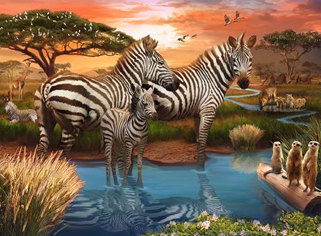 Ravensburger - Puzzle Zebre alla pozza d'acqua, 500 Pezzi, Puzzle Adulti - 3