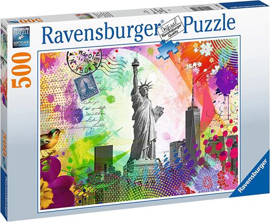 Ravensburger - Puzzle Cartolina di New York, 500 Pezzi, Puzzle