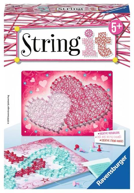 Ravensburger - String it Mini Cuoricini, Gioco Creativo per Bambine e Bambini, Età Raccomandata 5+