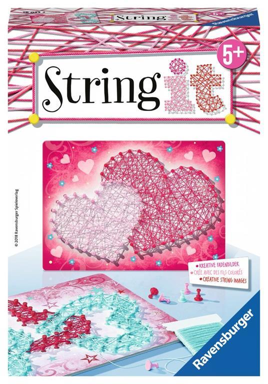 Ravensburger - String it Mini Cuoricini, Gioco Creativo per Bambine e Bambini, Età Raccomandata 5+