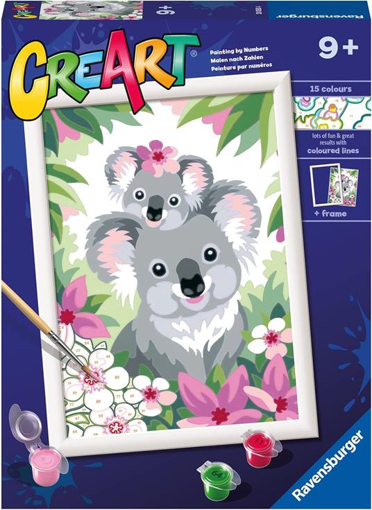 Ravensburger - CreArt Serie D: Sweet Koala, Kit per Dipingere con i Numeri, - 6