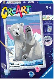 Ravensburger - CreArt Serie D: Ciao Ciao Orso Polare, Kit Dipingere i Numeri, Contiene una Tavola Prestampata, Pennello