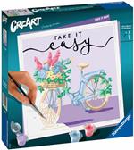 Ravensburger - CreArt Take It Easy, Bicicletta, Kit Dipingere i Numeri, Contiene Tavola Prestampata 20x20 cm, Pennello