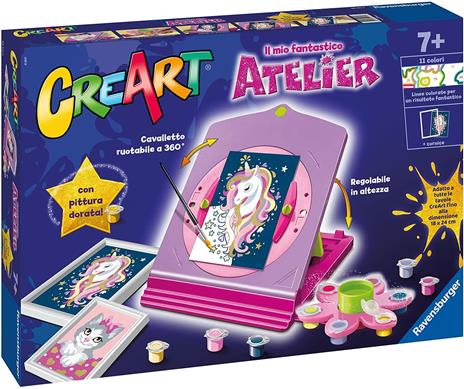 Ravensburger - Il Mio Fantastico Atelier CreArt, Set con Cavalletto Tema Unicorni, Dipingere con i Numeri - 2