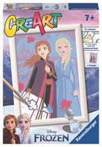 Ravensburger - CreArt Serie E: Frozen, Elsa e Anna, Kit Dipingere i Numeri, Contiene una Tavola Prestampata, Pennello