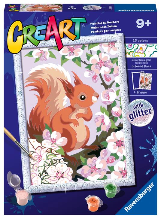 Ravensburger - CreArt Serie D: Scoiattolo glitter, Kit per Dipingere con i  Numeri - Ravensburger - Creart - Pittura - Giocattoli