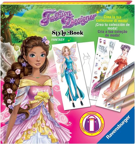 Ravensburger - Fashion Designer Style Book, Fantasy, Gioco Creativo per Disegnare, Bambini 6+ Anni