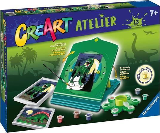 Ravensburger - Il Mio Fantastico Atelier CreArt, Set con Cavalletto Tema Dinosauri, Dipingere con i Numeri - 2