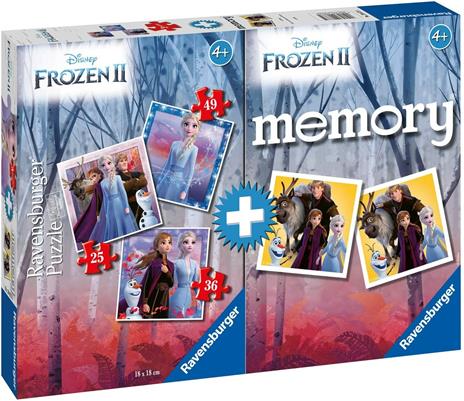 Ravensburger - Multipack Frozen 2, Memory 48 Carte + 3 PuzzleBambino da 25/36/49 pezzi, 4+ Anni - 2