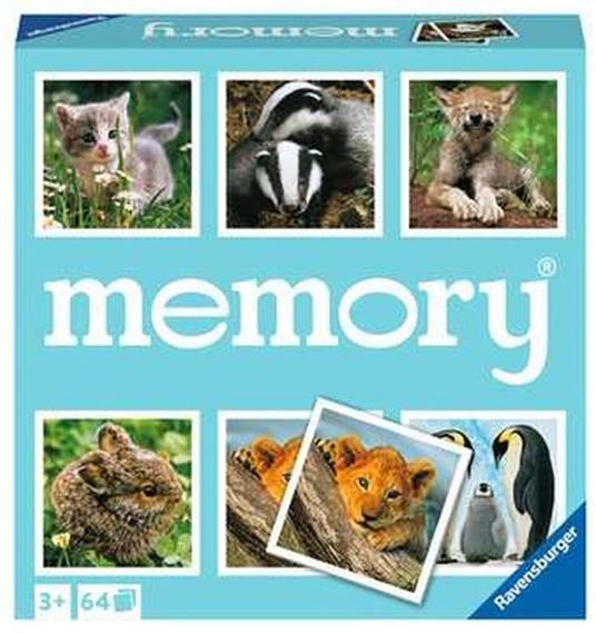 Ravensburger - Memory Animal Babies, 64 Tessere, Gioco Da Tavolo, 3+ Anni - 2