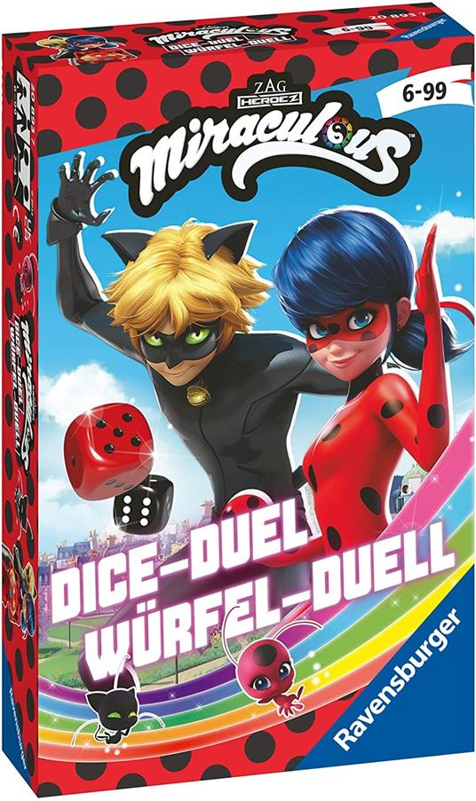 Ravensburger - Miraculous Duel Dice Game, Gioco di Dadi con Ladybug e Chat  Noir, 6+ Anni - Ravensburger - Bring Along - Giochi di abilità - Giocattoli