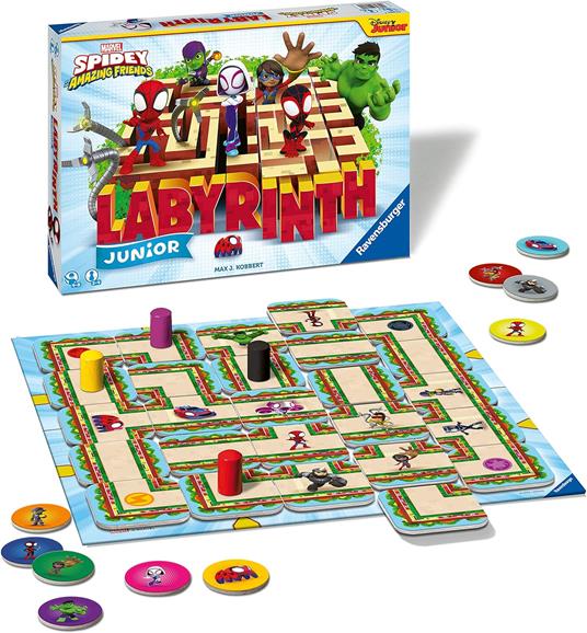 Ravensburger  Labirinto Junior Spidey Friends, Gioco Da Tavolo, Da 2 a 4 Giocatori, 4+ Anni - 2