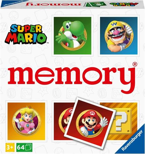 Ravensburger - Memory® Versione Super Mario, 64 Tessere, Gioco Da Tavolo, 3+ Anni