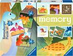 Ravensburger - Dinosauri, Memory 48 Carte + 3 Puzzle Bambino da 25/36/49 pezzi, 4+ AnniBambino da 25/36/49 pezzi, 4+ Anni