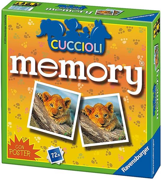 Ravensburger - Memory Cuccioli, 72 Tessere, Gioco Da Tavolo, 4+ Anni