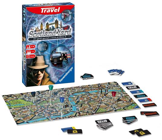 Ravensburger - Scotland Yard Travel Edition, Gioco da Tavolo Tascabile, 2-4 Giocatori, 8+ Anni - 36