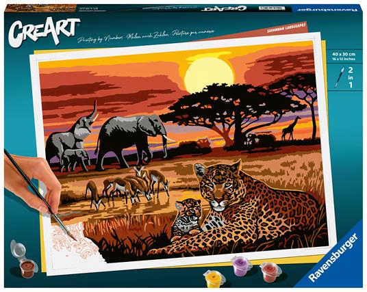 Ravensburger - CreArt Vita nella Savana, Kit per Dipingere con i Numeri -  Ravensburger - Pittura - Giocattoli