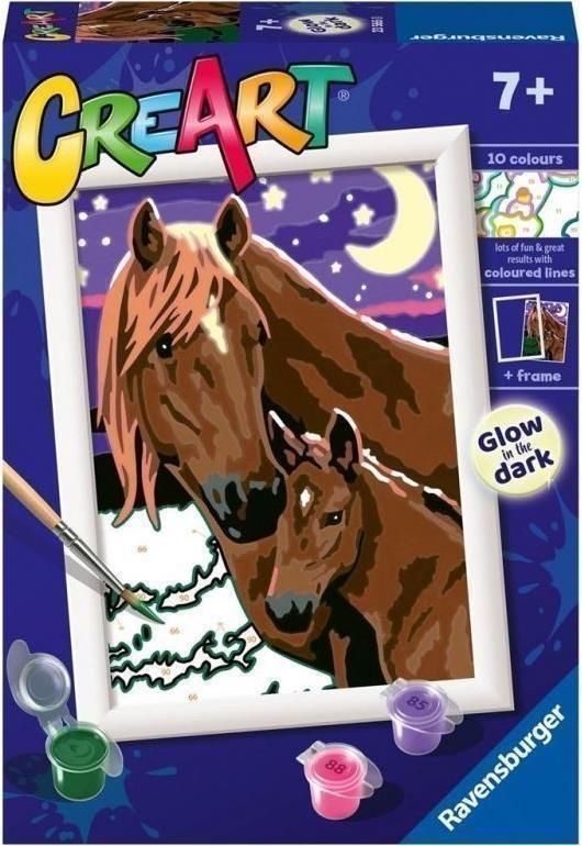 Ravensburger - CreArt Serie E: Cavalli luna e stelle, Kit per Dipingere con i Numeri,