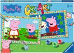 Ravensburer - CreArt Serie Junior, Peppa Pig, Kit dipingere con i Numeri, contiene 2 tavole prestampate, Pennello, Colori