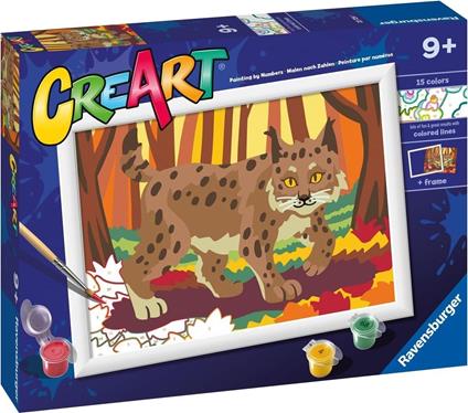 Ravensburger - CreArt Serie D: Lince nel bosco, Kit per Dipingere con i Numeri,