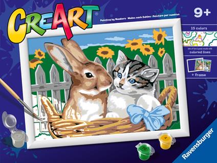 Ravensburger - CreArt Serie D: Amici nella cesta, Kit per Dipingere con i Numeri