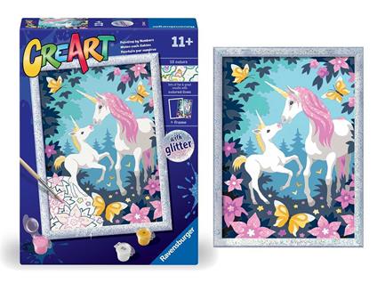 Ravensburger - CreArt Serie D: Unicorni glitter, Kit per Dipingere con i Numeri,