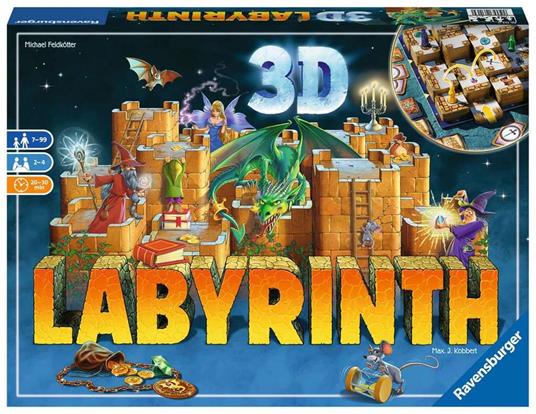 Ravensburger  Labyrinth 3D, Gioco Da Tavolo, Da 2 a 4 Giocatori, 7+ Anni