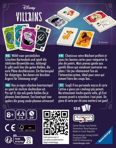 Ravensburger - Disney Villains, Gioco di Carte per tutta la famiglia, 8+ Anni - 2