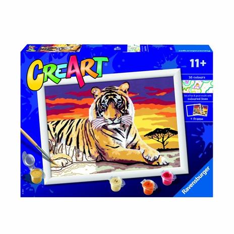 Ravensburger - CreArt Serie D: Tigre, Kit per Dipingere con i Numeri,  Contiene una Tavola Prestampata, Pennello - Ravensburger - Creart - Pittura  - Giocattoli