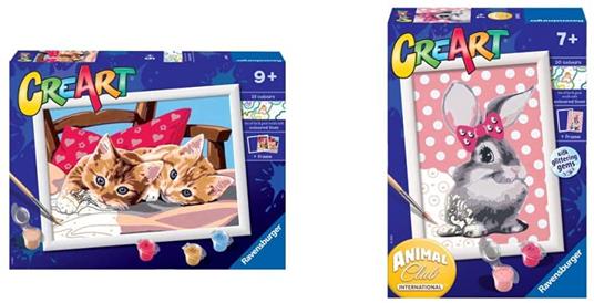 Ravensburger - CreArt Serie D: Gattini sul Cuscino Kit Dipingere i Numeri  Contiene una Tavola Prestampata Pennello