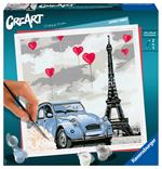 Ravensburger - CreArt Parigi, Kit per Dipingere con i Numeri, Contiene Tavola Prestampata 20x20 cm, Pennello